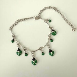 Green and Silver Lady Bug Anklet